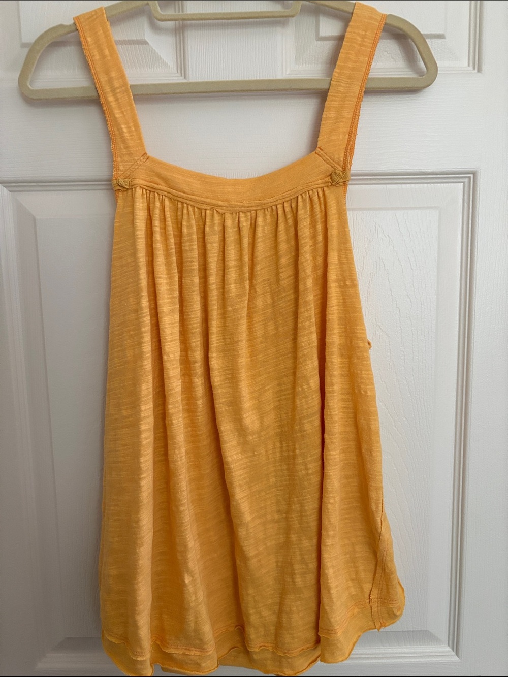 We The Free Free People Marigold Sunshine Yellow Raw Edge Gathered Tank Top
